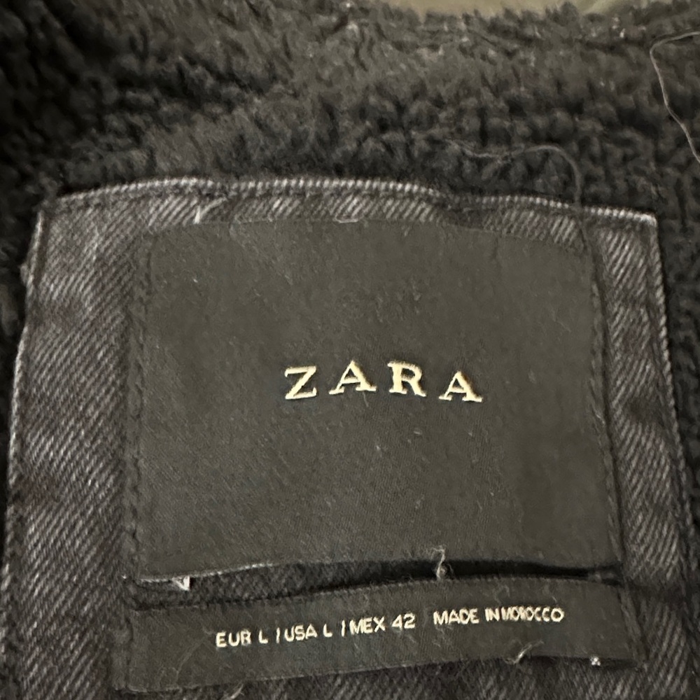 Zara Charcoal Sherpa lined denim jacket